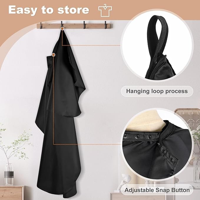 Hair Cutting Cape with Adjustable Snap Closure, Professional Barber Cape, Large