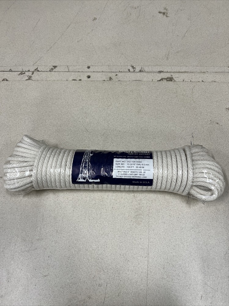 100' Ft X 5/16' Super Strong Solid Braided Rope 1200 LB Breaking Strength