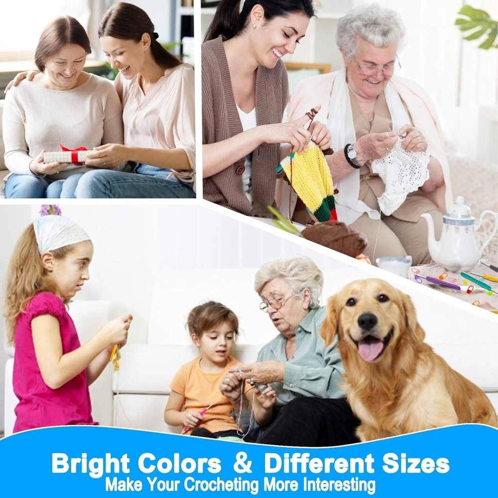 Multi-Size Crochet Hook Set 9 pcs, Ergonomic Design, Colorful & Comfortable!