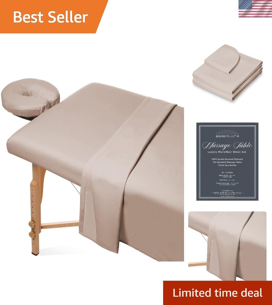 Durable Microfiber Massage Bed Cover Set - Fitted and Flat Sheets with Cradle