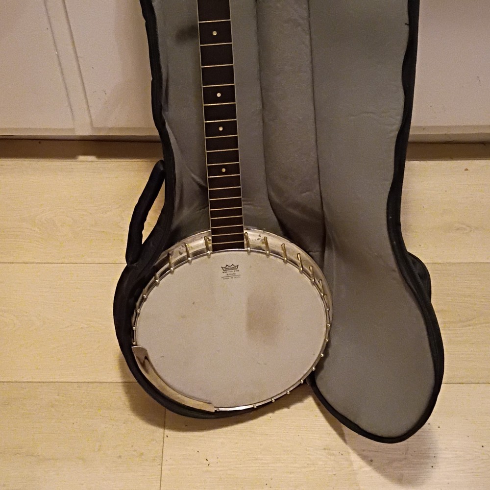 Harmony Reso-Tone 5-String Open Back Banjo Black Silver with Bag