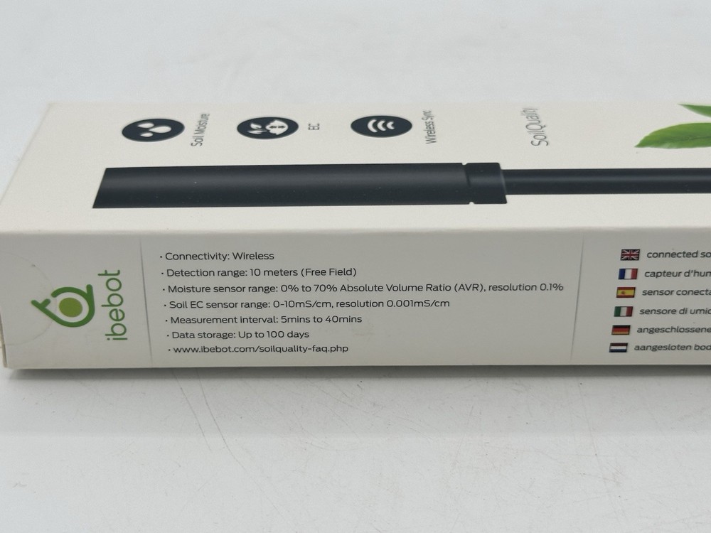 Ibebot Soil Quality Moisture/EC Plant Wireless App Android iOS Data Log Meter