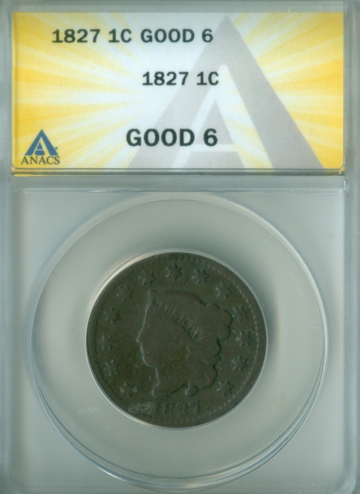1827 Large Cent ANACS G-6 (2228961)