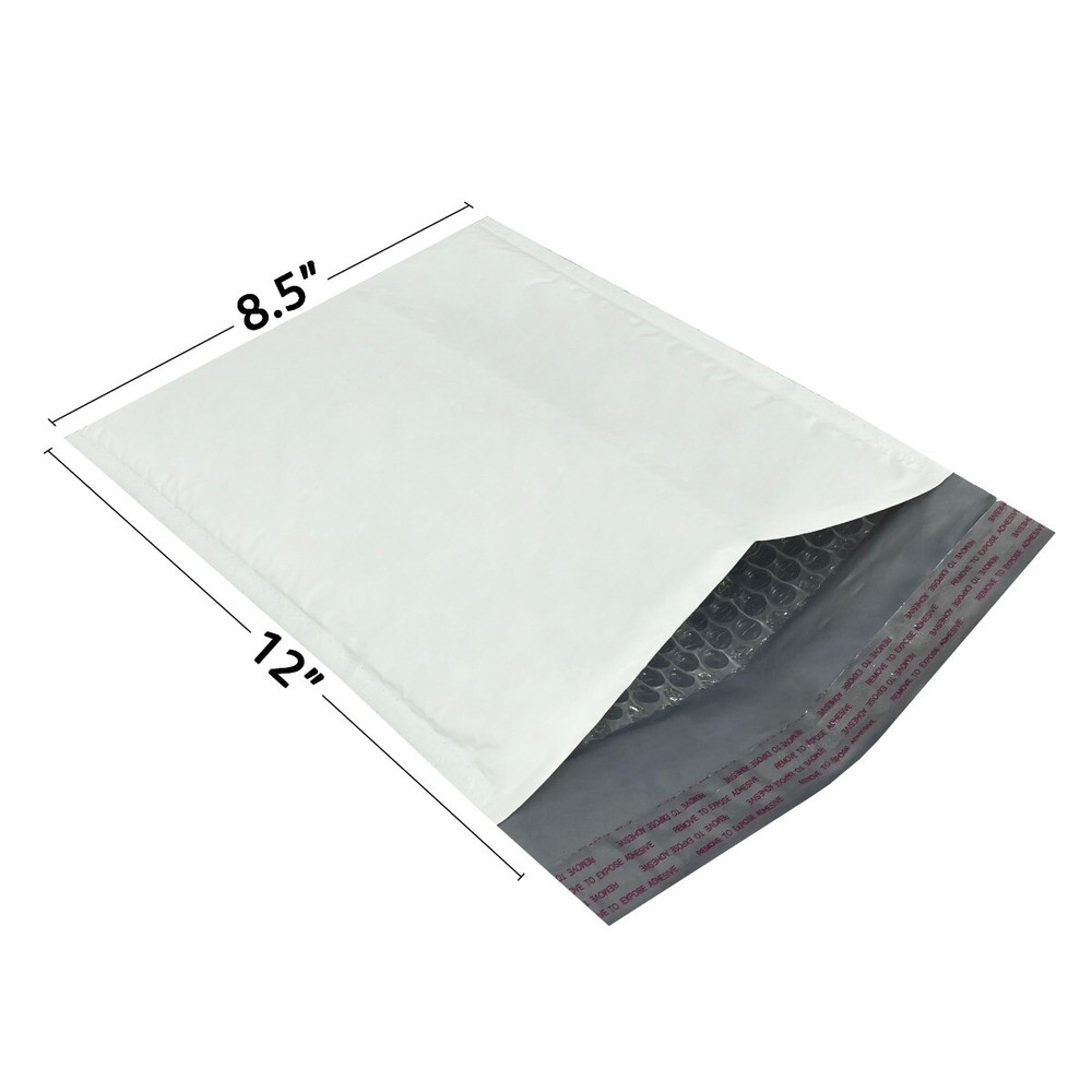 UOFFICE 200 Poly Bubble Mailer Bags per Pack 8.5 x 12" - #2 White Envelopes