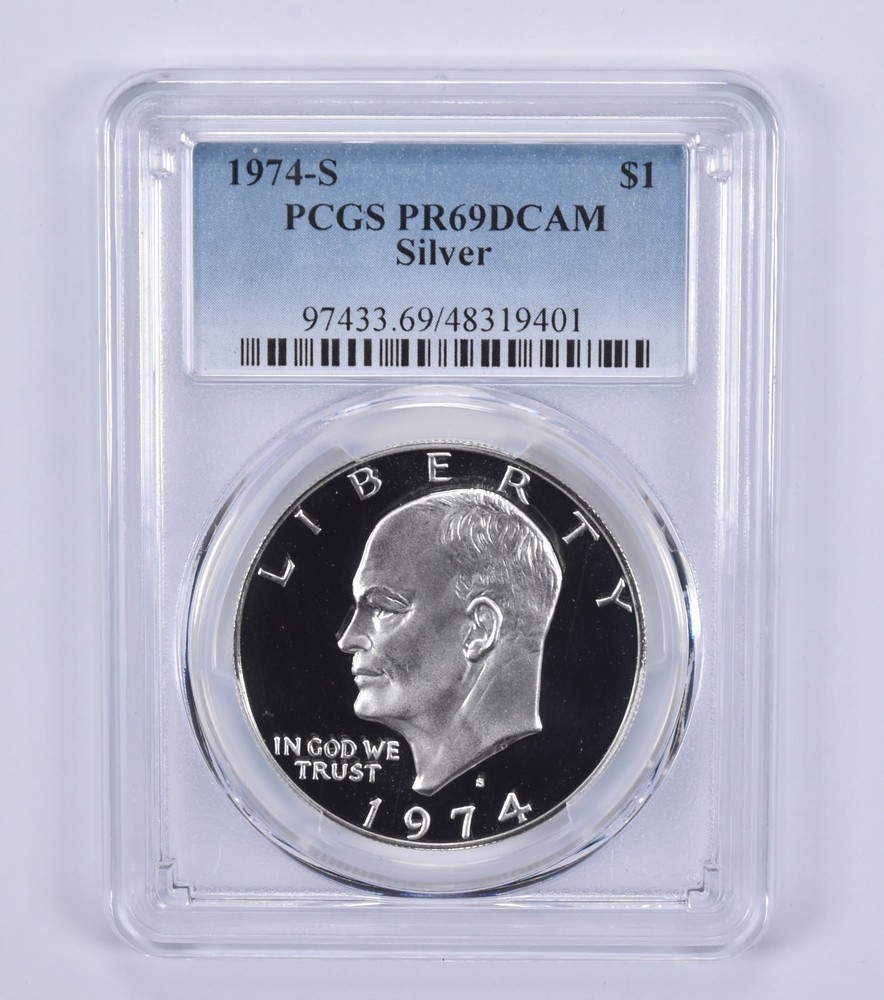 PR69 DCAM 1974-S Eisenhower Ike Dollar Silver PCGS Blue Label