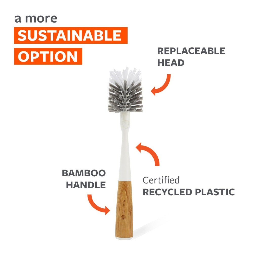 Full Circle Bamboo Bottle Brush with Replaceable Head for Eco-Friendly Cleaning