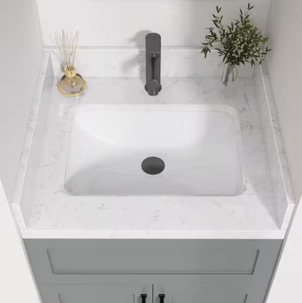 21 in. Engineered Stone Vanity Sidesplash 4 in. Bathroom Vanity Carrara White