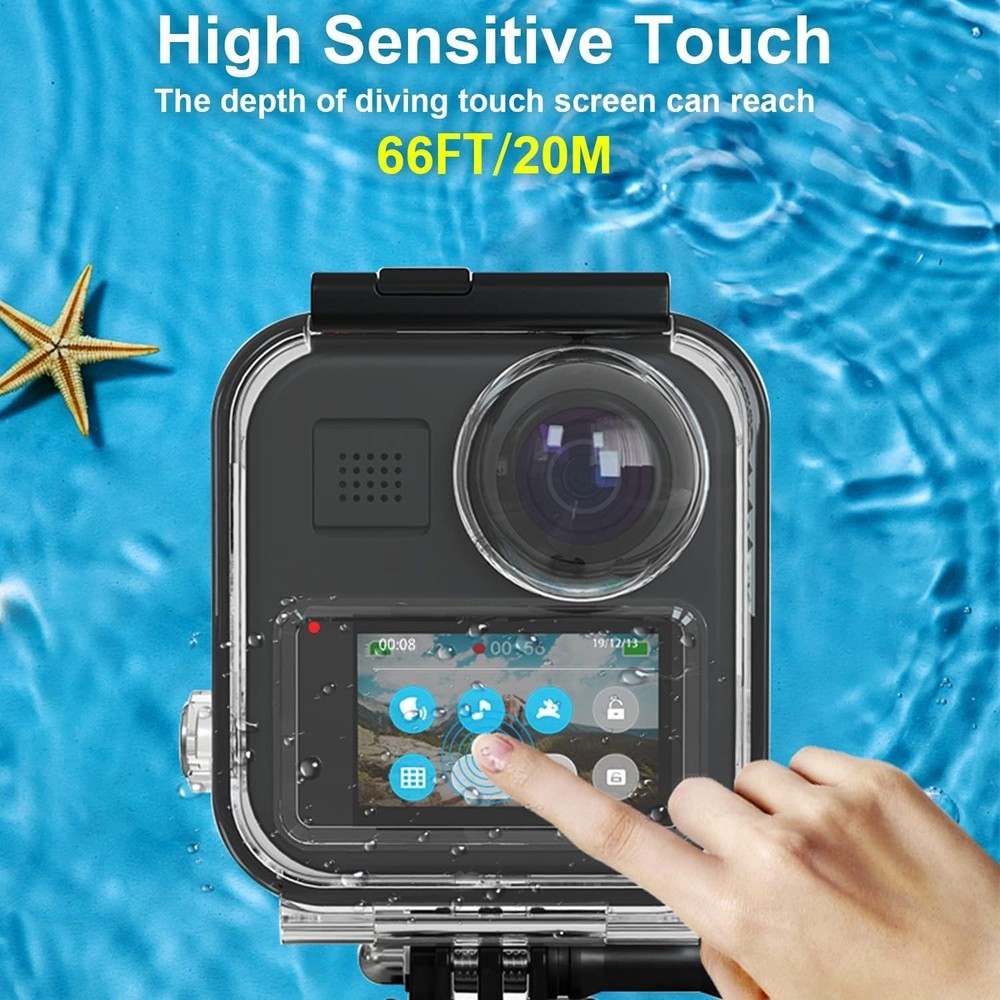 Touchscreen Waterproof Housing for GoPro MAX - Includes Mounting Kit