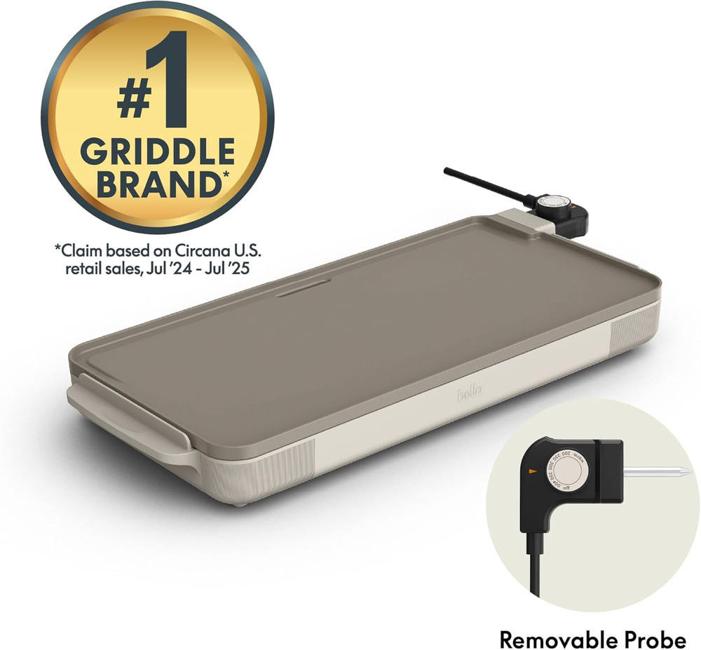 12" X 22" Electric Griddle with Evergood™ Ceramic Nonstick Coating, Removable Te
