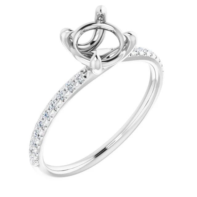 Ring Setting Round 8mm 925 Sterling Silver Semi Mount Ring Setting