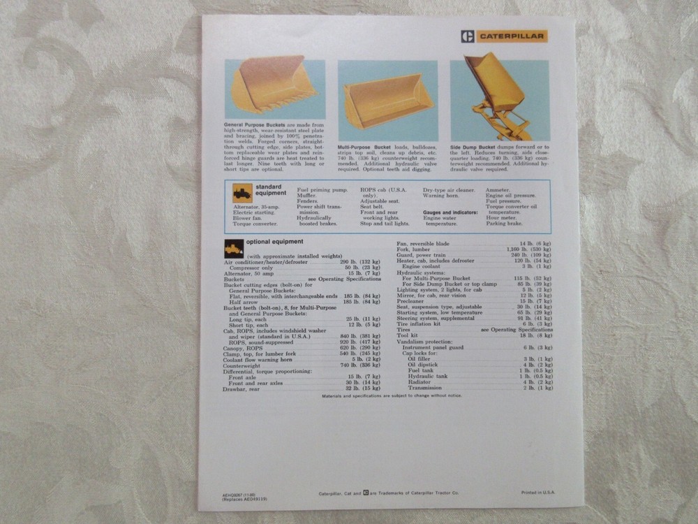 Caterpillar 920 Wheel Loader Brochure 1980