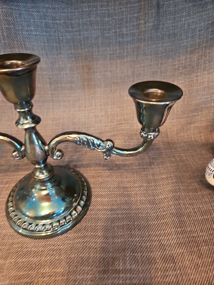 Antique Silver Plate CANDLESTICK HOLDER 3 STICKS Sherdan