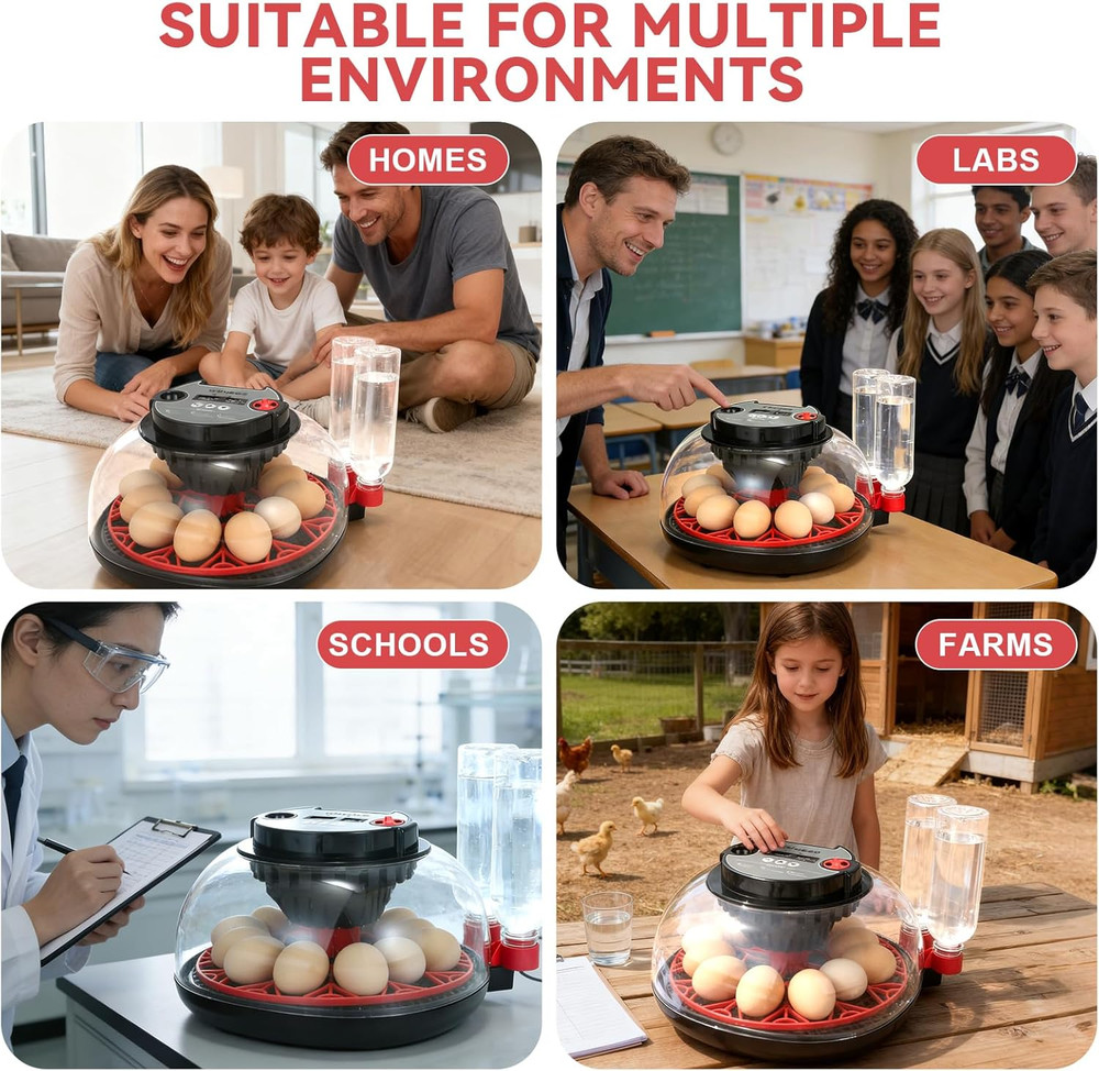 Explore+ 12 Egg Incubator for Beginners, Multi-Level Adaptive Humidity (Auto-Ref