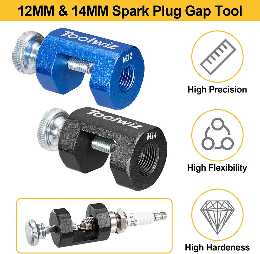 Spark Plug Gap Tool 2pcs, High Precise Gapping Tool Adjustment Kit for 12mm 14mm