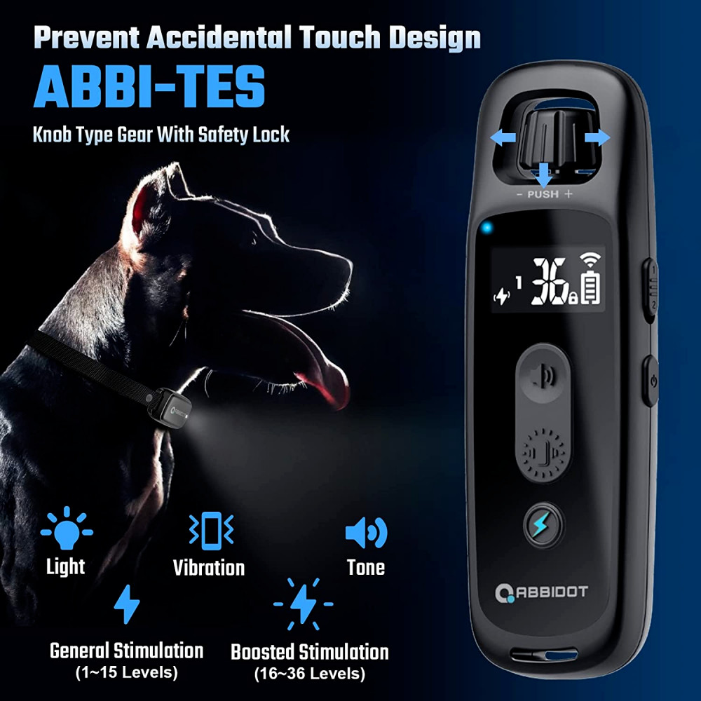ABBIDOT Dog Training Collar - Shock with Remote for Medium Large Black