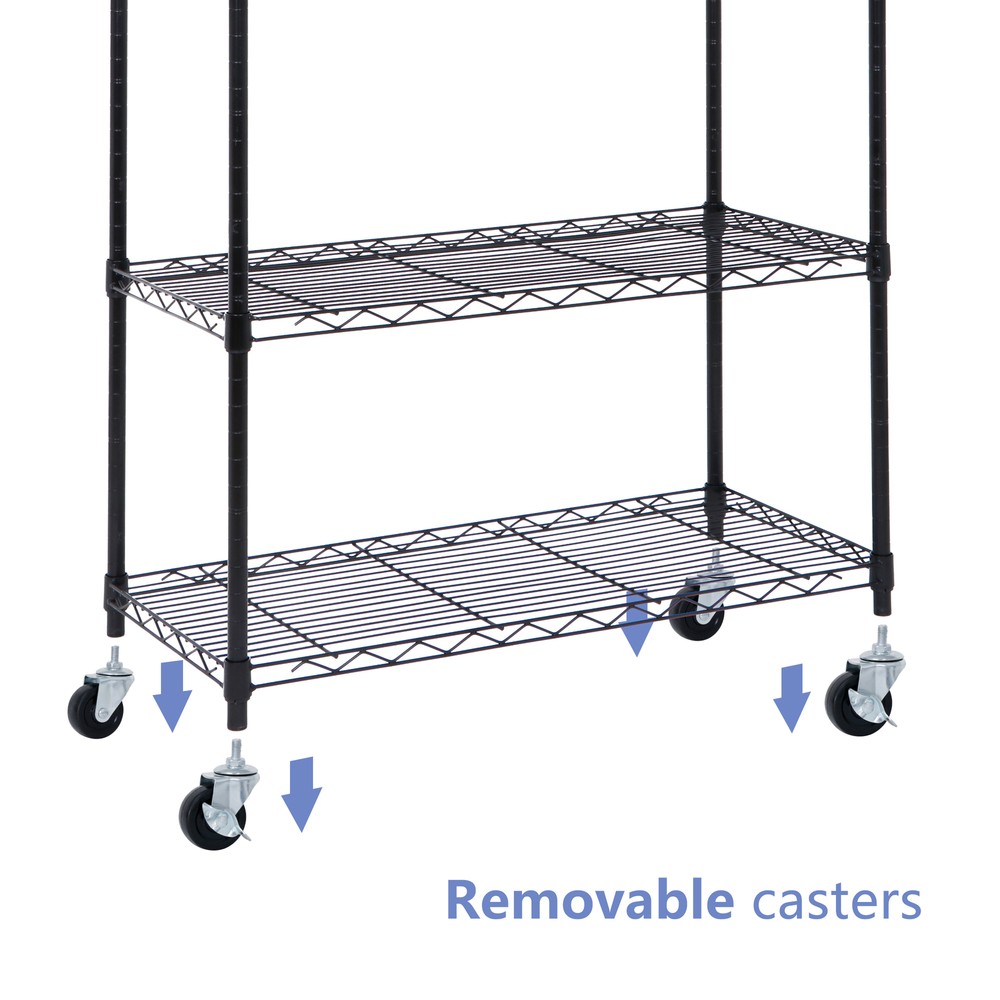 5 Tier Wire Storage Rack Adjustable Unit Shelf for Kitchen Office with 4 Wheels