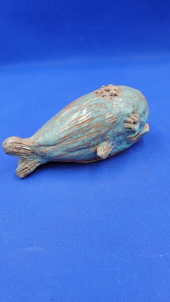 HAND CRAFTED BLUE CERAMIC WHALE DECORATIVE/INCENSE HOLDER