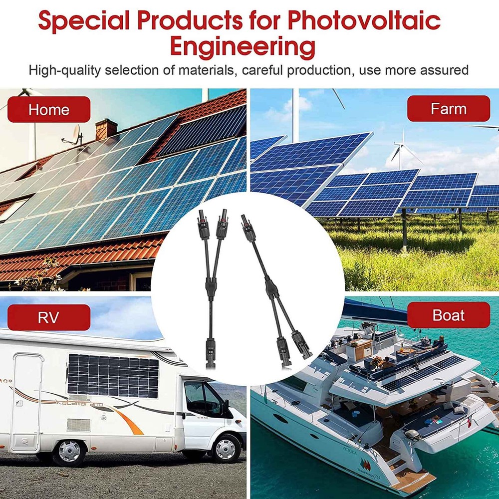 Solar Panel Y Branch Cable Connection Waterproof Adapter Connector Extension US