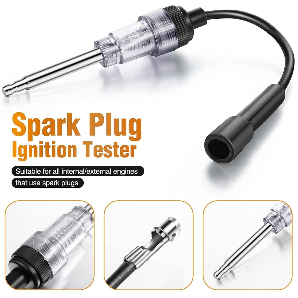 Universal 9-Piece Engine Testing Kit with Spark Plug Tester & 300 PSI Gauge