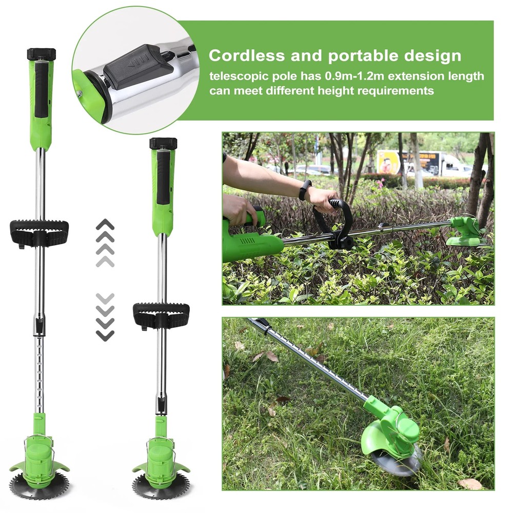 Electric Cordless Grass String Trimmer Lawn Edger Weed Wacker Cutter +2 Battery