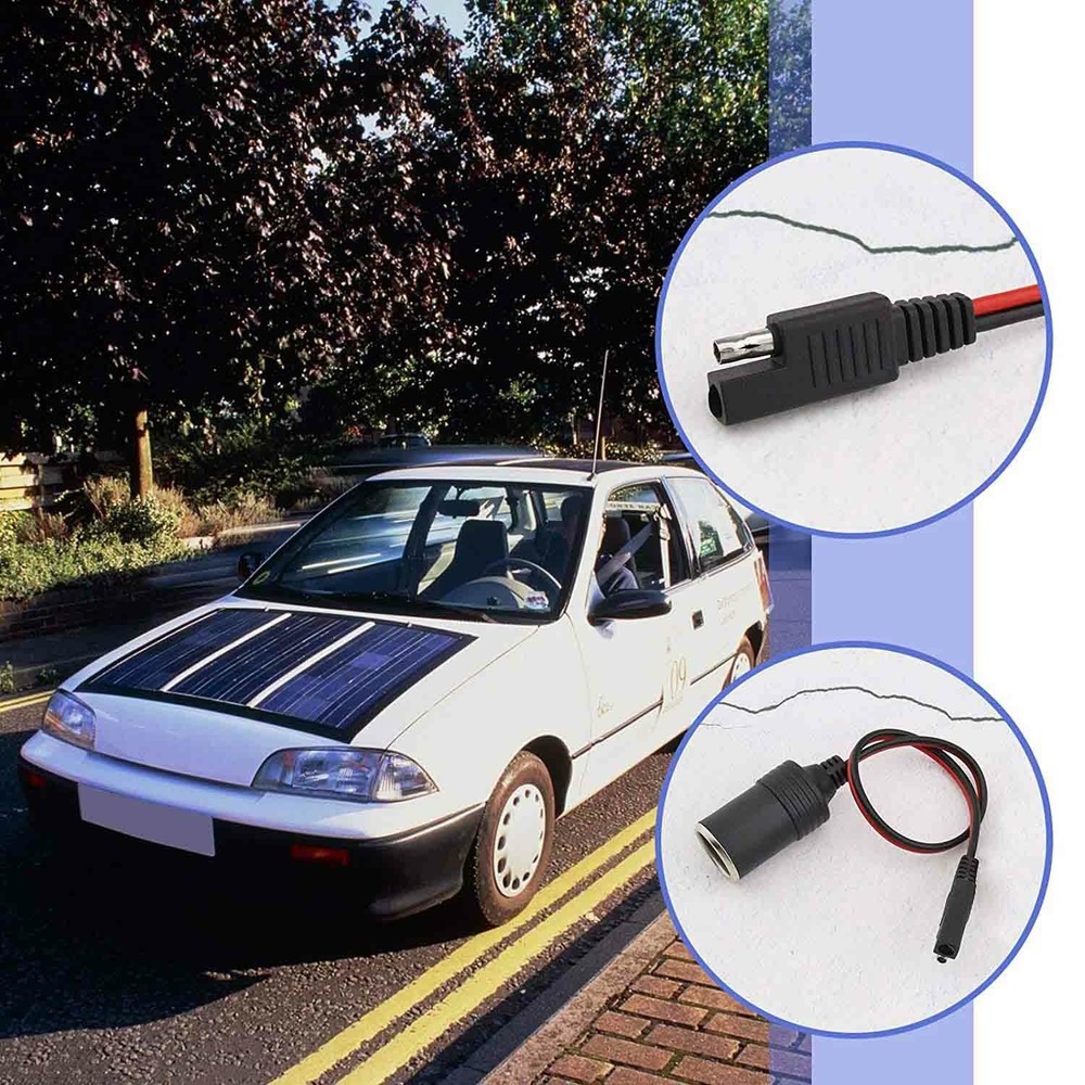 Cigarette Lighter Socket Female To SAE Car Solar Panel Battery Power Cable 14AWG