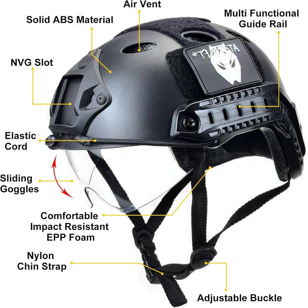 PJ Type Tactical Multifunctional Fast Helmet with Visor Goggles Version