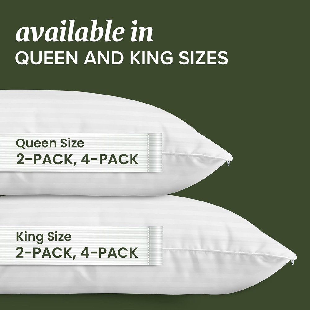 White pillow protector with zipper, 2-piece set, cotton pillow protector