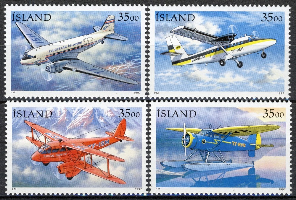 Iceland 1997, Mail Planes set MNH, Mi 866-69