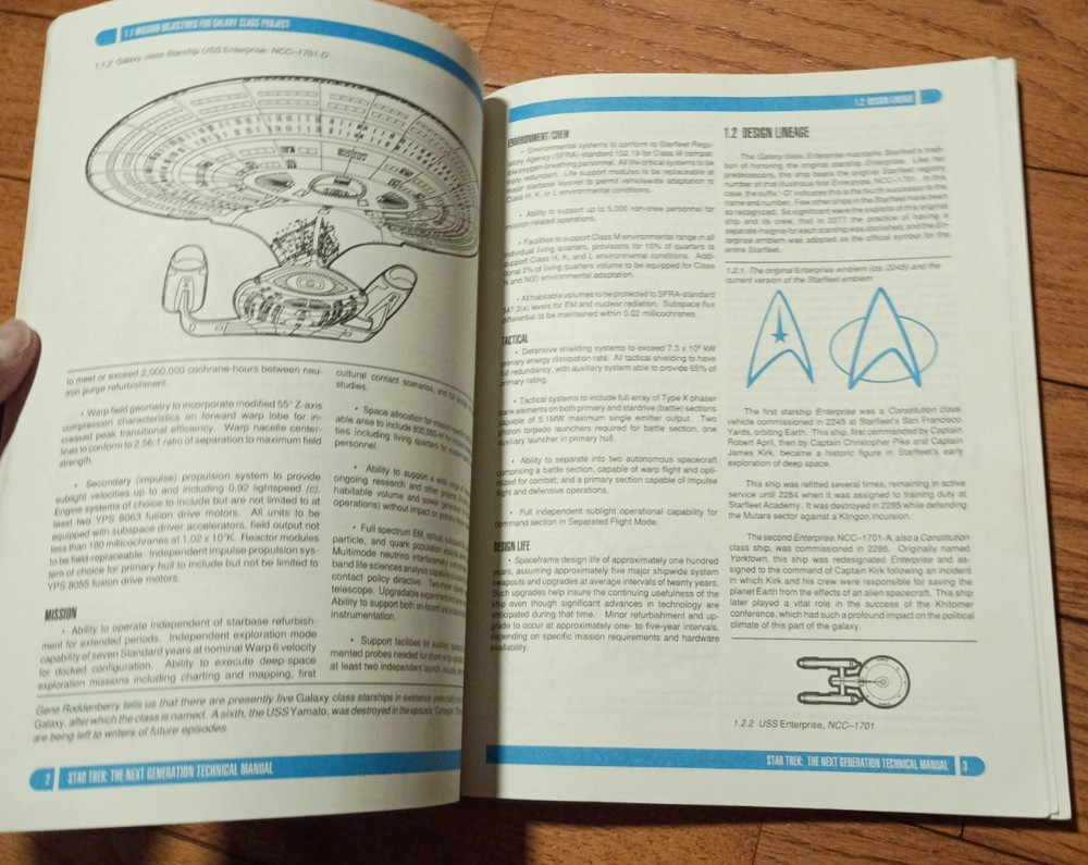 STAR TREK: Next Generation Technical Manual (SC Book, 1991, VG/EX)