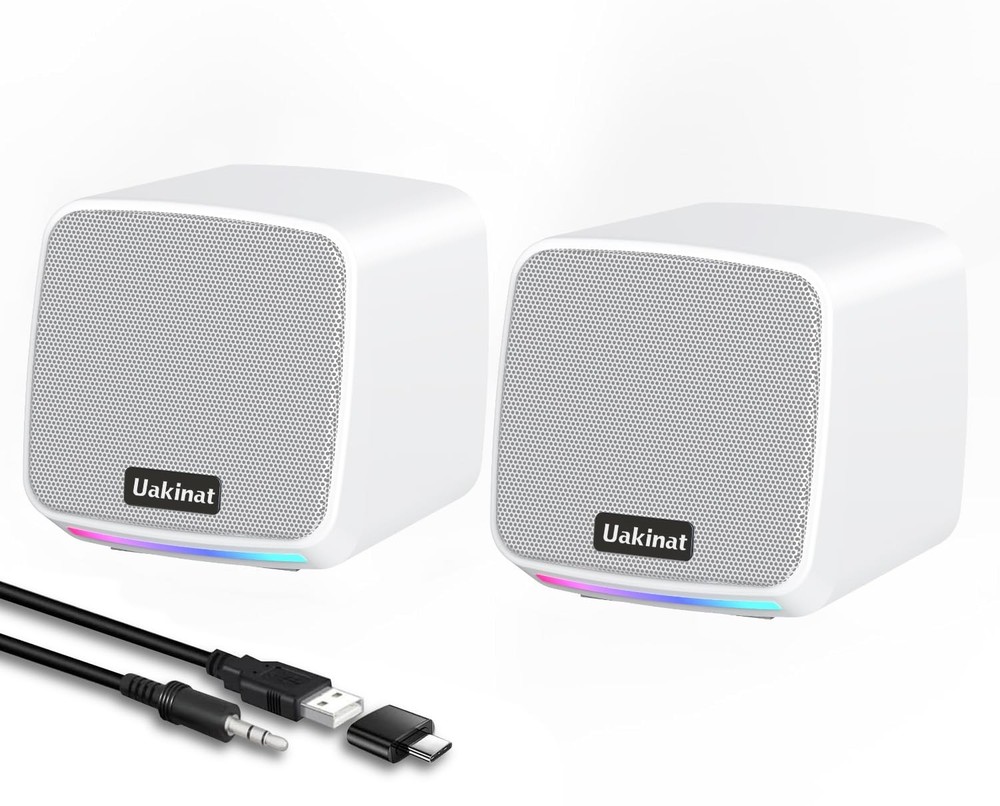 Computer Speakers for Desktop PC, Desktop Speaker USB Powered 3.5mm Aux