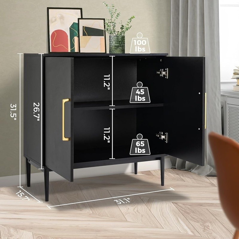 Durable MDF Sideboard Storage Cabinet Buffet Console Table W/ Metal Hinges New