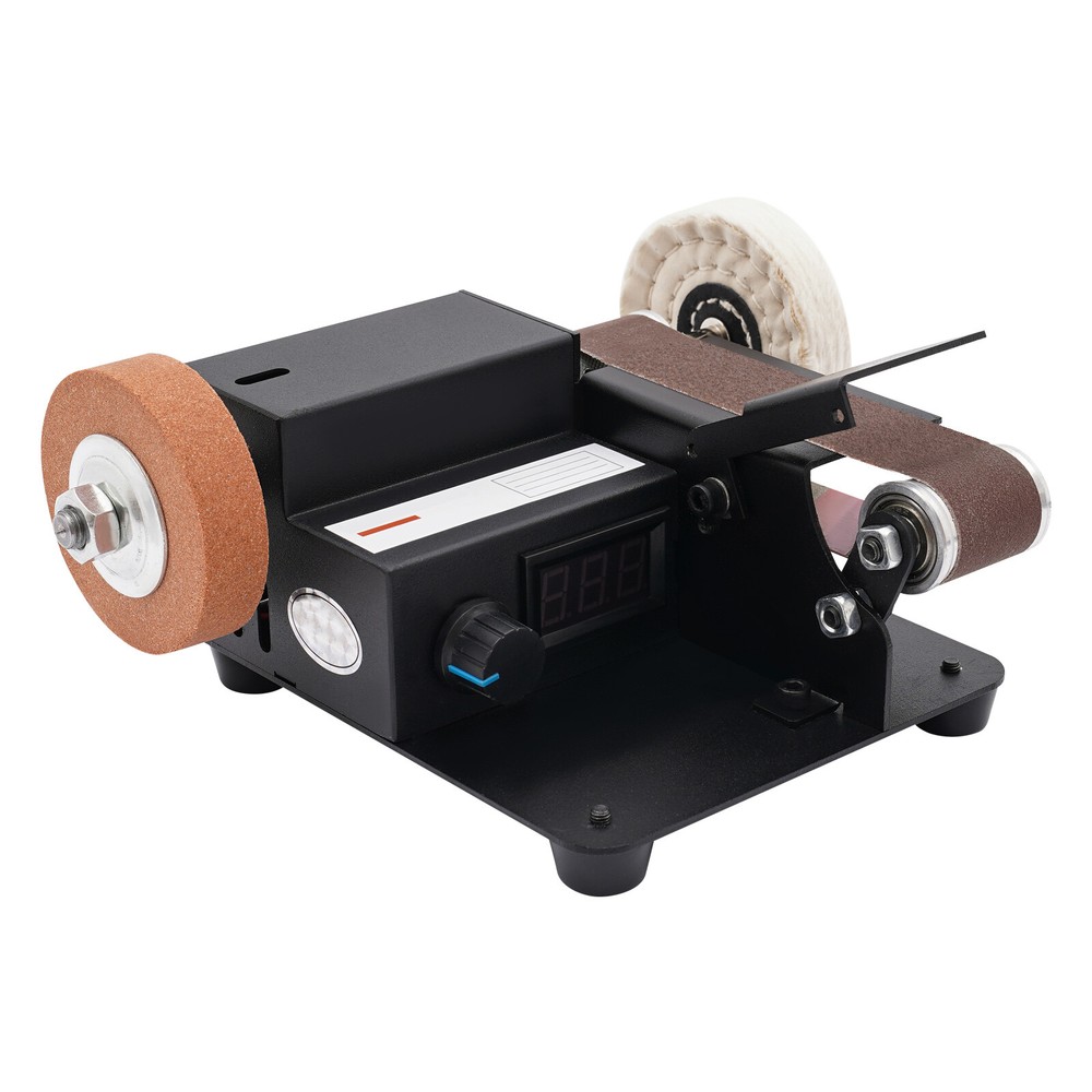 LCD Mini Belt Sander Desktop Belt Sander 350W 7-Gear Infinitely Adjustable Speed