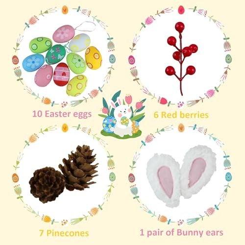 1Pcs Artificial Easter Egg Flower Table Ornaments, Easter Pastel Eggs Berry
