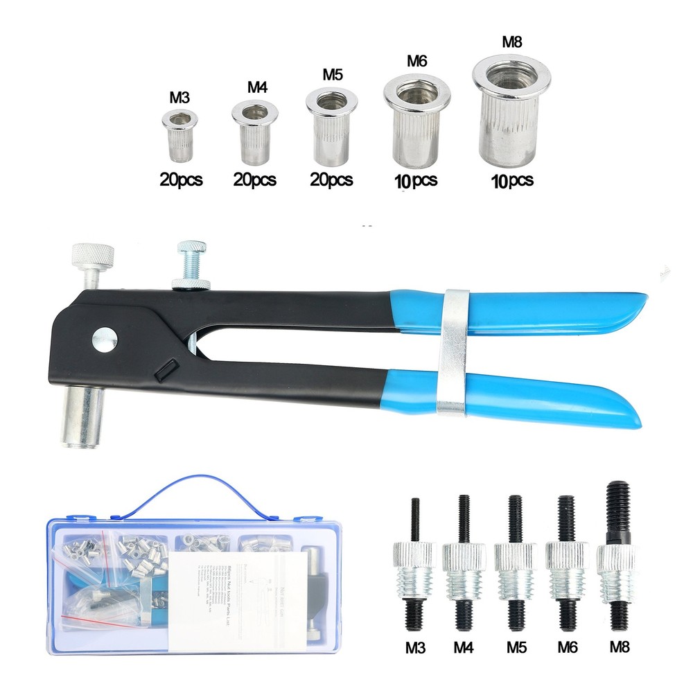 86pcs Heavy Duty Blind Rivet Nut Kit Set, Riveter Tool, Rivet Nut Gun, Thread...