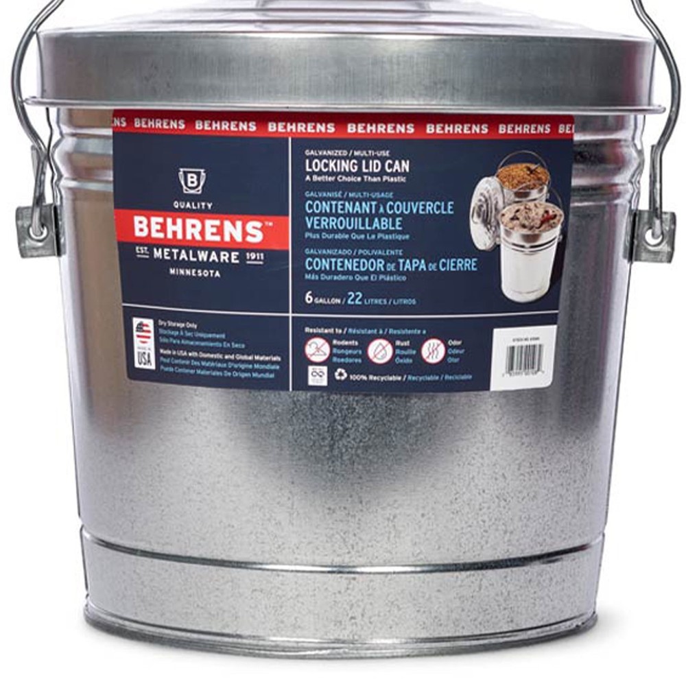 Behrens 6-Gallon Galvanized Steel Locking Lid Storage Can