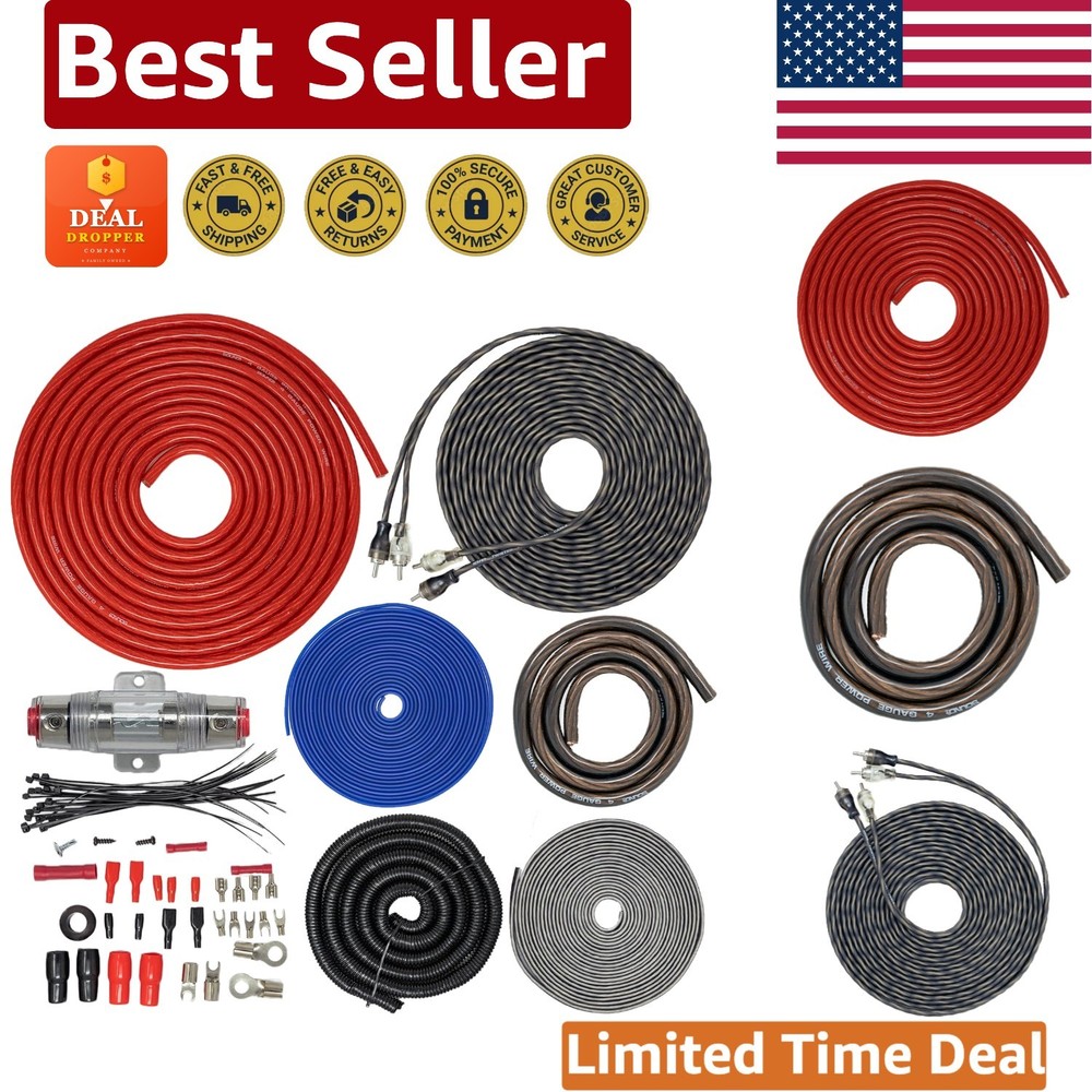 Complete 2500W 4 Gauge Amplifier Install Kit - Enhanced Performance Cables