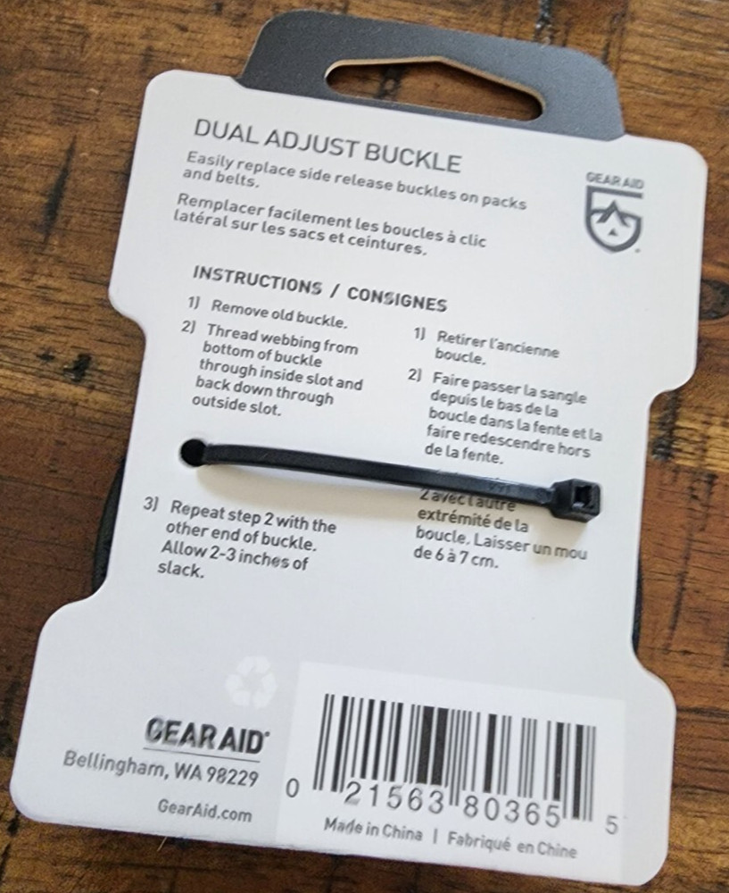 GEAR AID Dual Adjust Replacement Buckle NEW