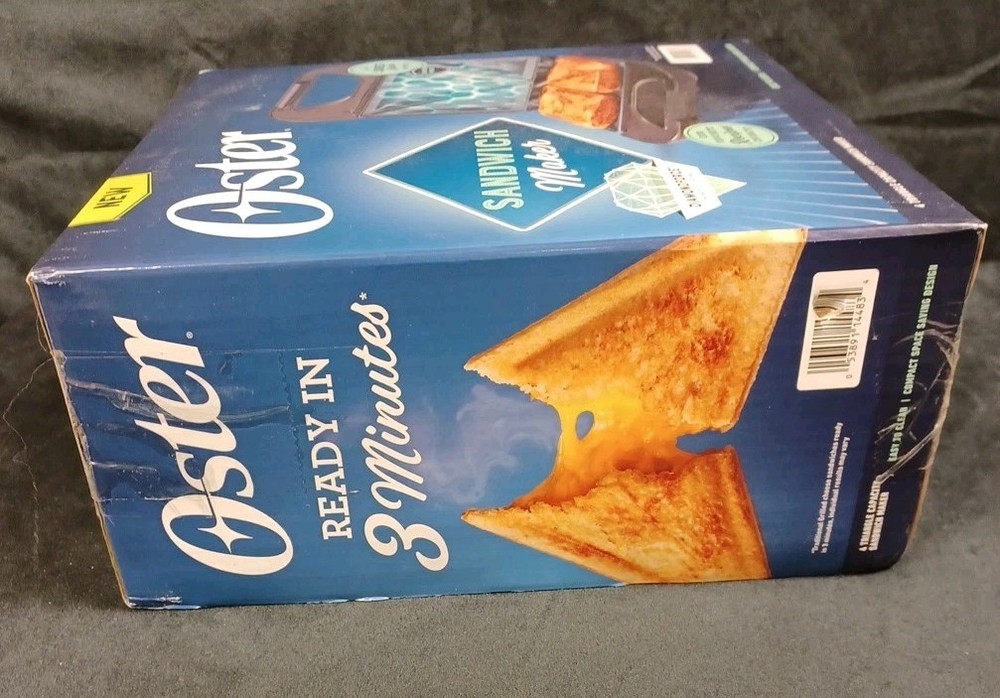 Oster Sandwich Maker Diamondforce Nonstick Coating Easy To Clean Compact NEW
