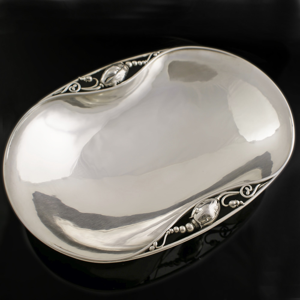Georg Jensen Oval Silver Bowl #2B - Blossom/ Magnolia