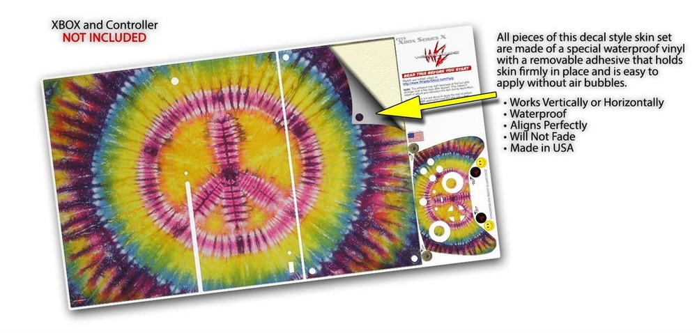 Skins XBOX Series X Console Controller Tie Dye Peace Sign 109
