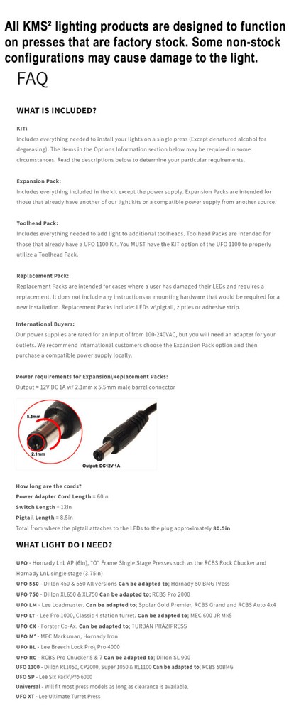 KMS² UFO XT Reloading Press Light for Lee Ultimate Turret Press