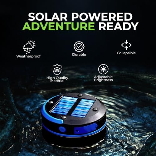 Outdoor Solar Lantern - Solar or Plug Rechargeable Lantern - Collapsible Blue