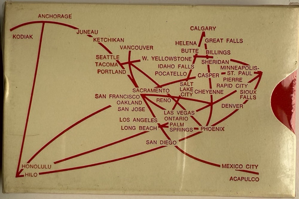Western Airlines Playing Cards - Orange Solid with Route Map - SEALED