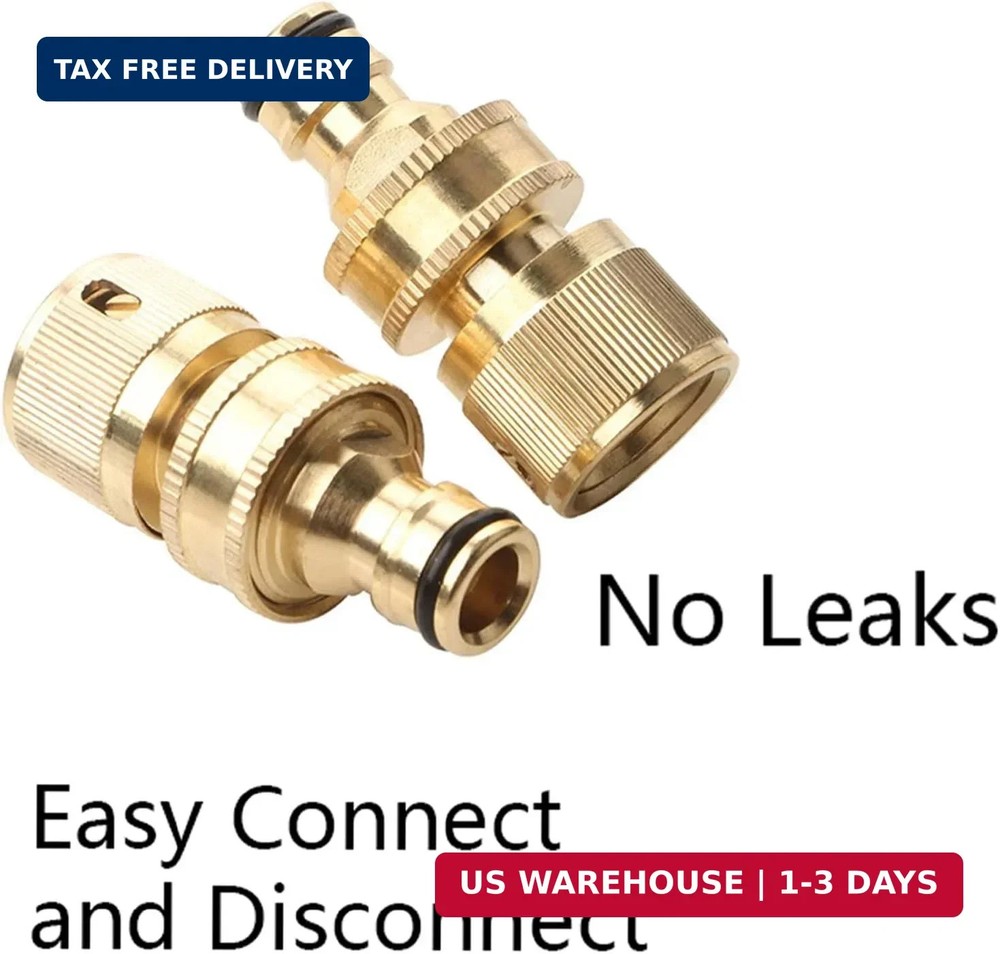 Garden Hose Quick Connector, Solid Brass Standard 3/4 inch GHT Threaded Coupling
