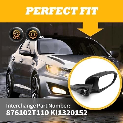 Passenger Side Mirror Assembly Compatible with 2011 2012 2013 Right Black