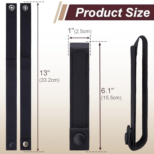 6 Inch Molle Straps with Snaps, 4 Pack Nylon Webbing Black