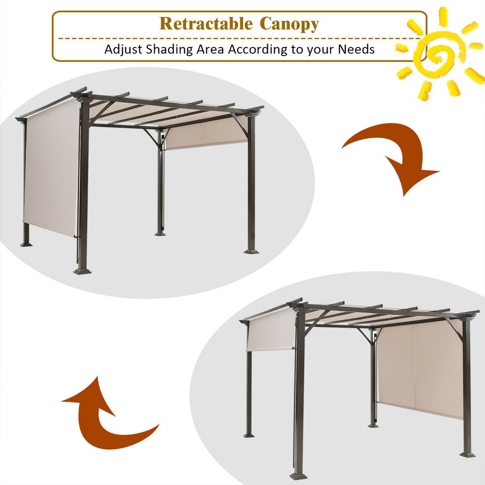 2PCS 16x4 Ft Universal Replacement Canopy for Pergola Structure Sun Awning Beige