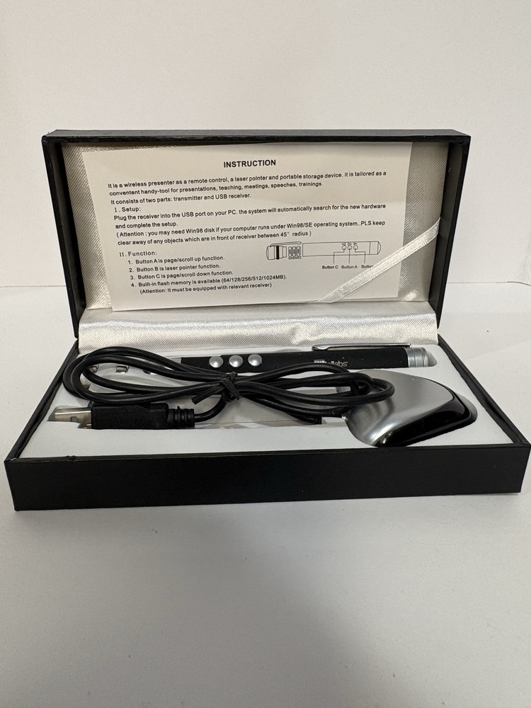Tellabs Wireless Presenter Laser Pointer Clicker USB Receiver Mouse Gift Set