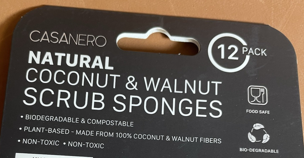 Coconut & Walnut Scrub Sponges 12 Pack Biodegradable Compostable NEW