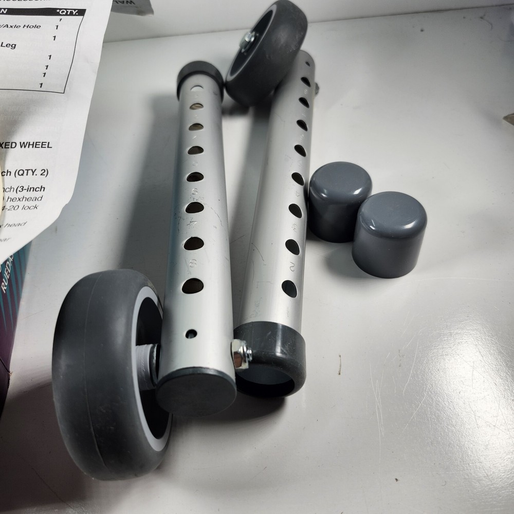 AURORA 3" FIXED FRONT WALKER WHEELS AND CAPS NEW